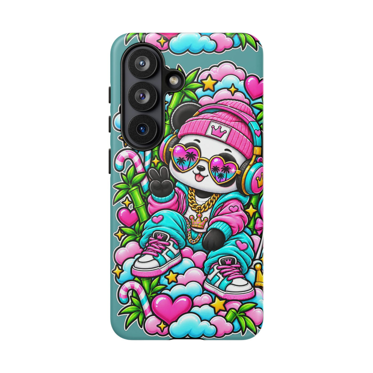Cute Panda Phone Case Glam Panda Tropical Design