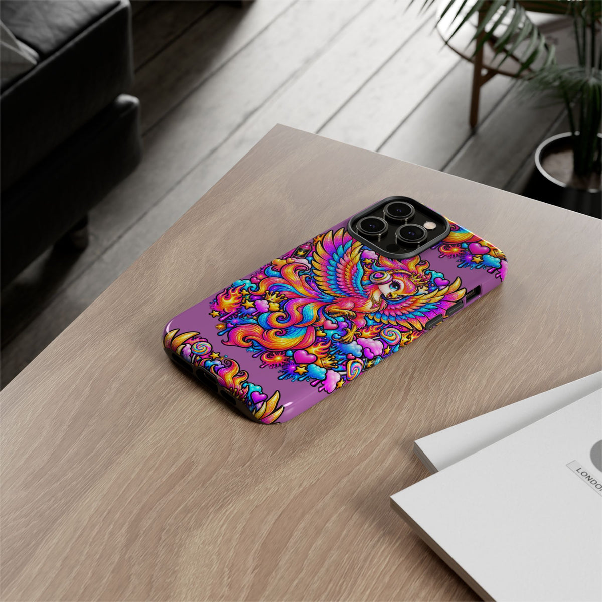 Phone Case — Vibrant Rainbow Phoenix with Headphones