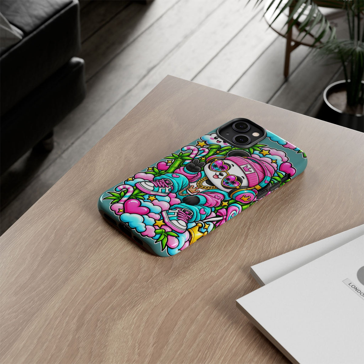 Cute Panda Phone Case Glam Panda Tropical Design