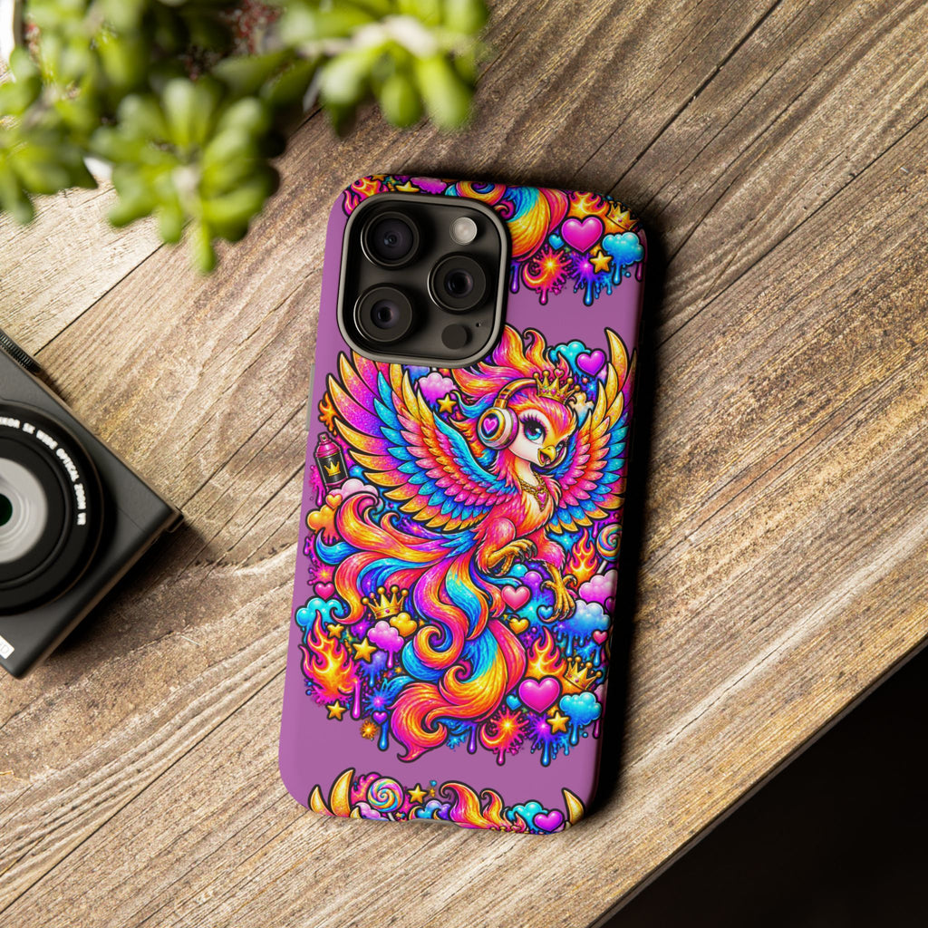 Phone Case — Vibrant Rainbow Phoenix with Headphones