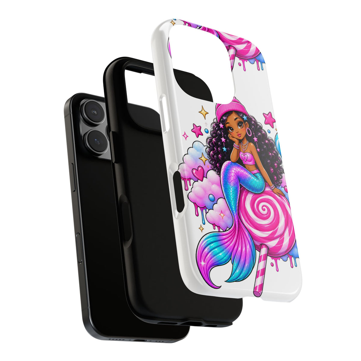 Cute Mermaid Candy Phone Case  Pink Lollipop Fantasy Tough Case