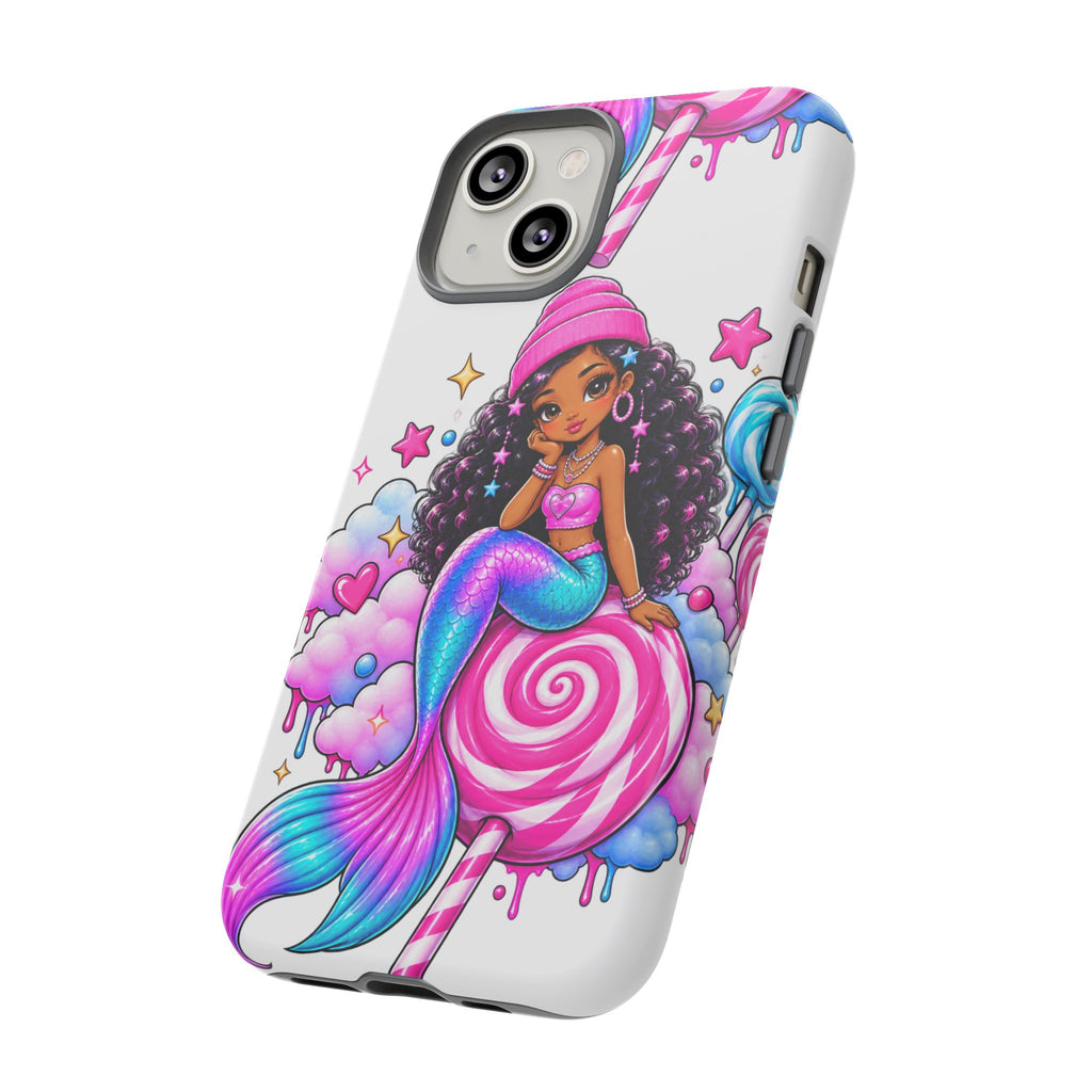 Cute Mermaid Candy Phone Case  Pink Lollipop Fantasy Tough Case