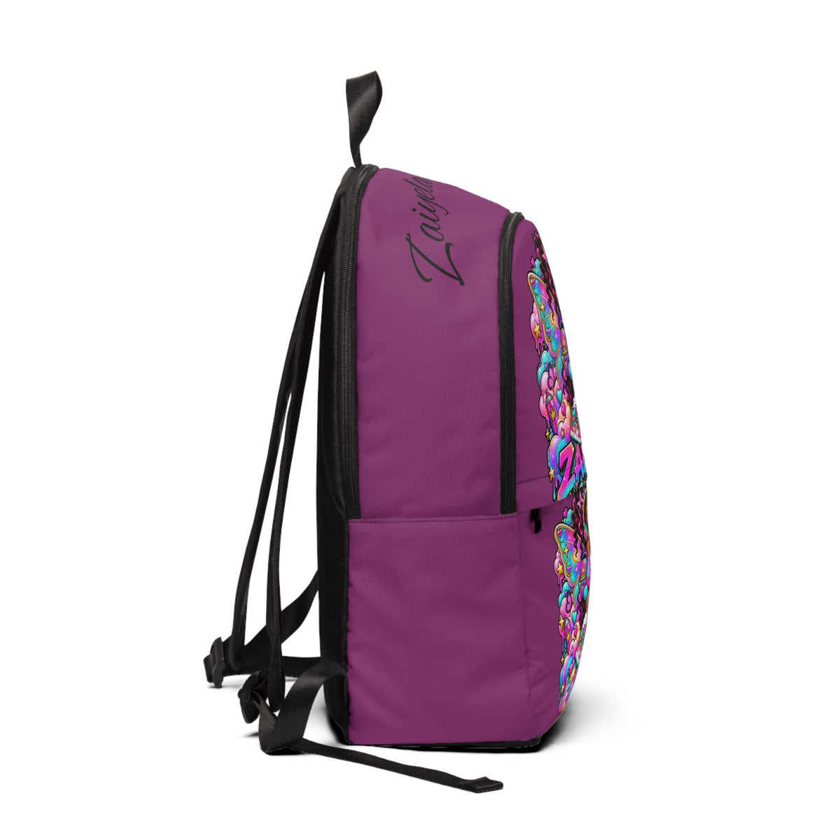 Personalized Purple Kids Backpack  Cute Cartoon Girl Design with Fairy Streetwear Princess