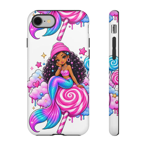 Cute Mermaid Candy Phone Case  Pink Lollipop Fantasy Tough Case