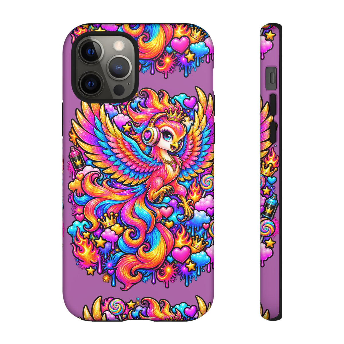 Phone Case — Vibrant Rainbow Phoenix with Headphones