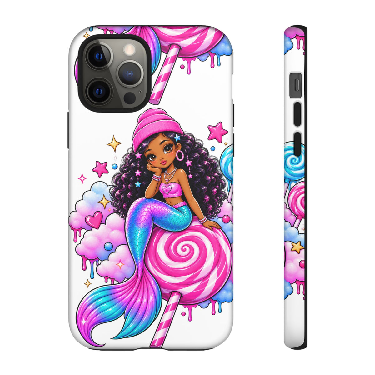Cute Mermaid Candy Phone Case  Pink Lollipop Fantasy Tough Case