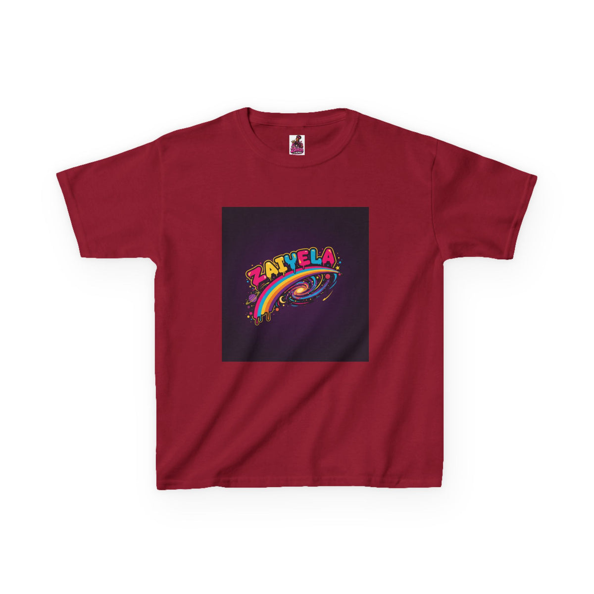 Kids T‑Shirt Colorful Rainbow Galaxy Name Zaiyela Graphic