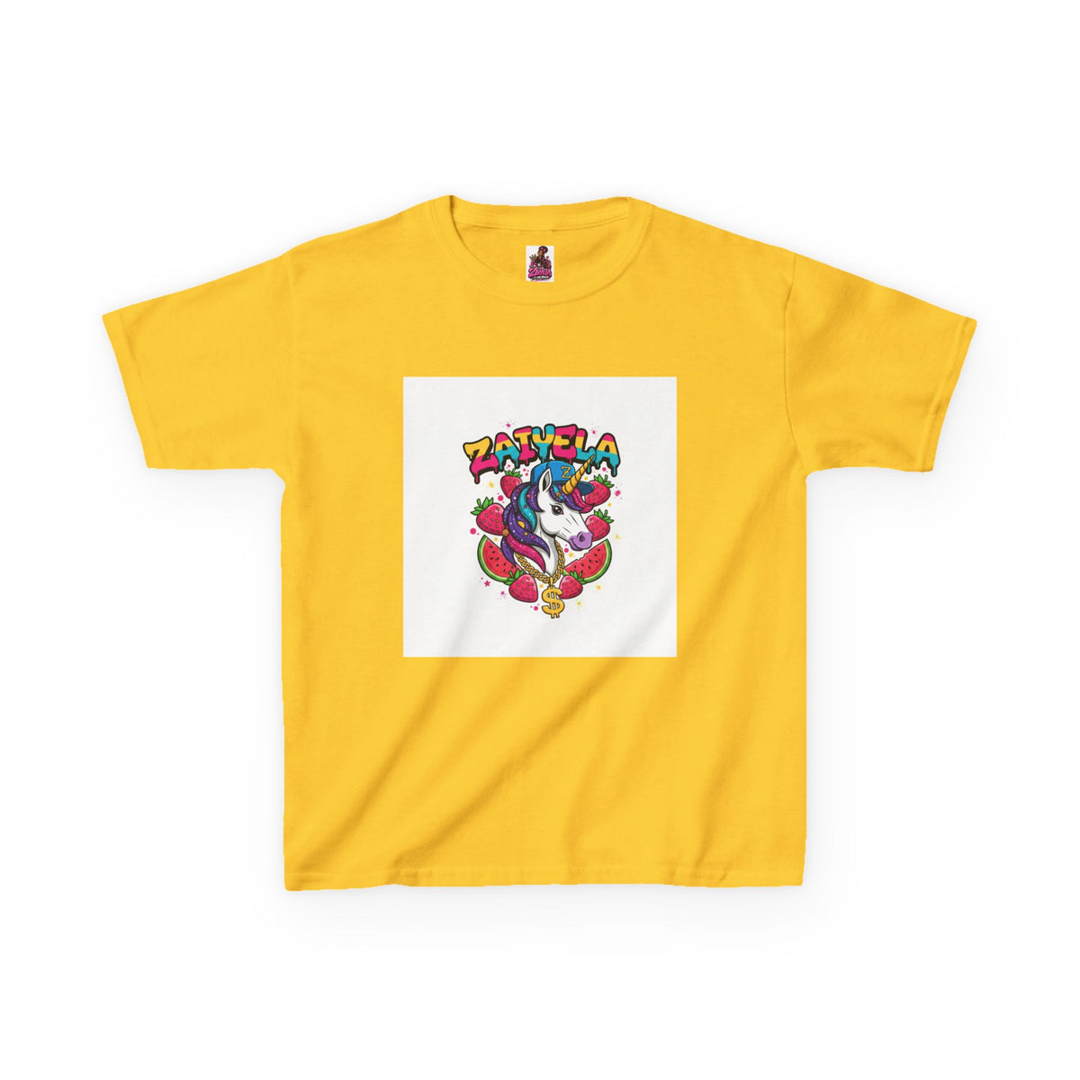 Kids Unicorn Graphic Tee Colorful Zaiyela Rainbow Design