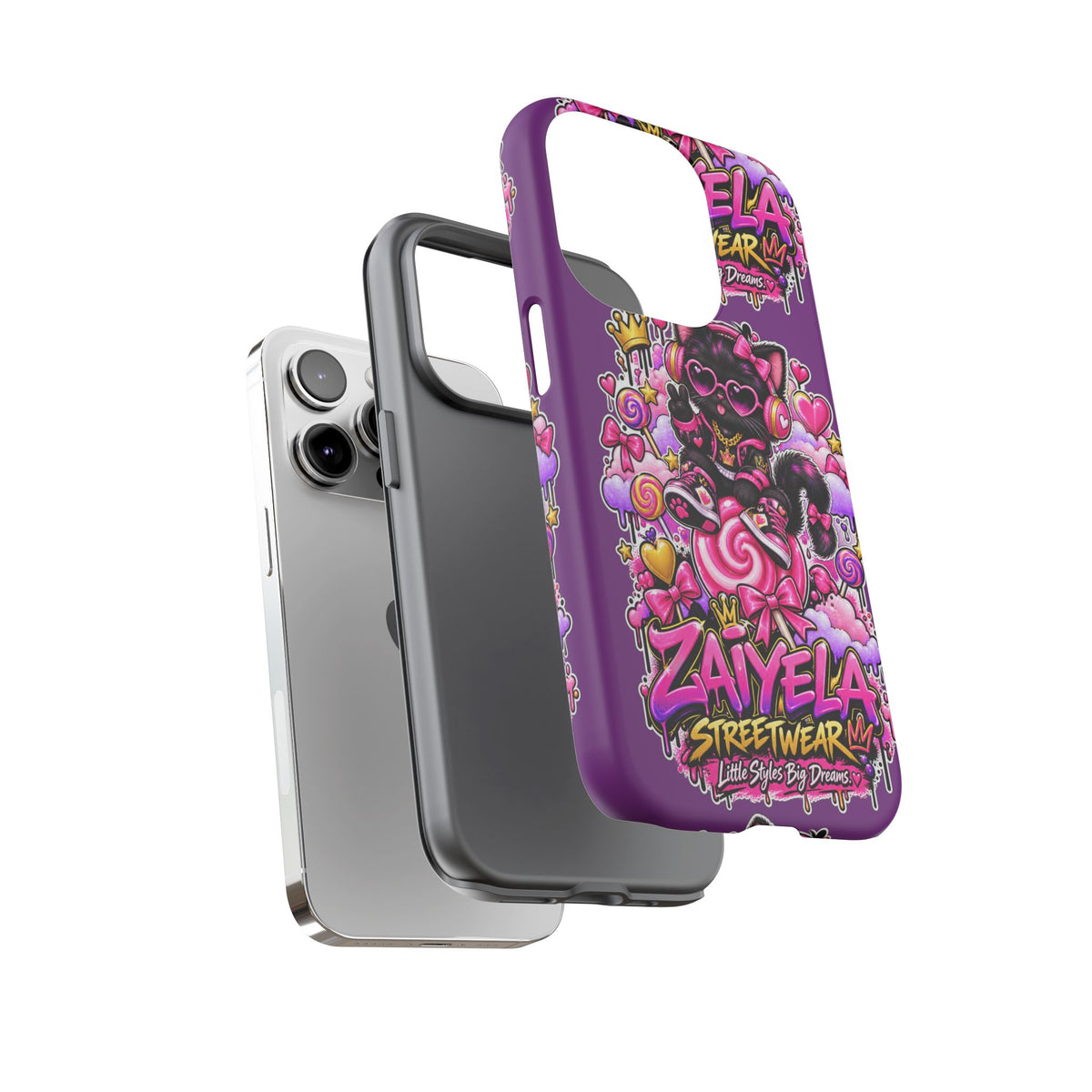 Cute Black Cat Candy Phone Case — Zaiyela Streetwear Magical Kitty