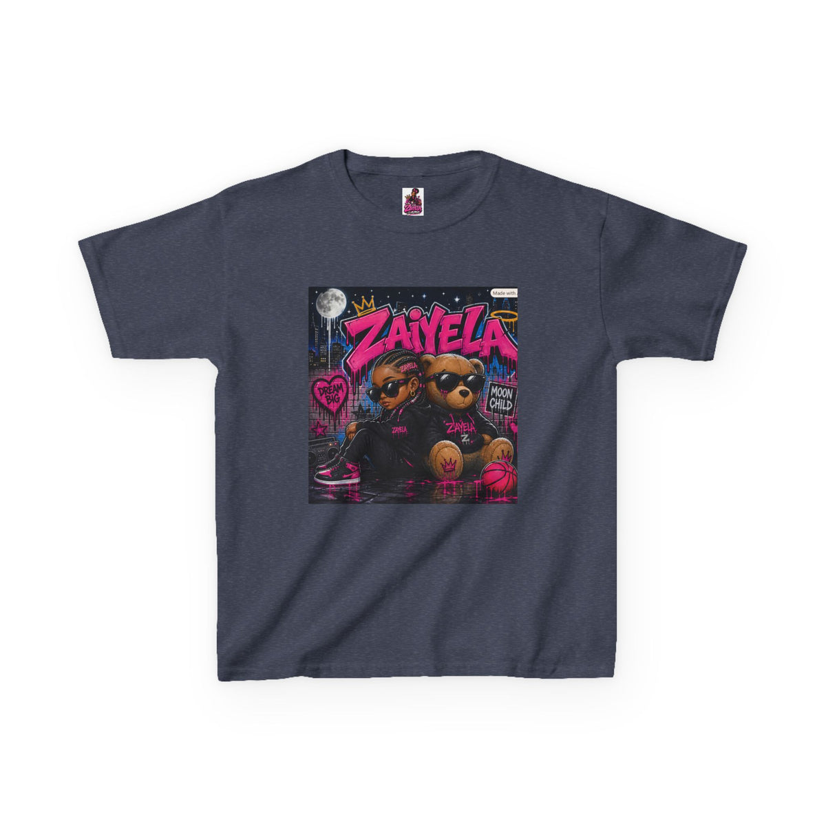 Kids Tee — "Zayiela" Cute Bear Cartoon Graphic Shirt