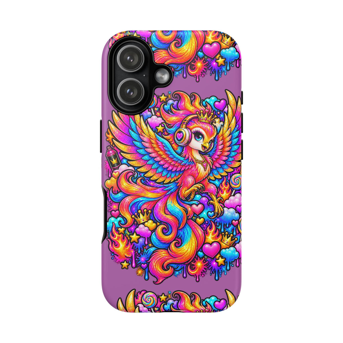 Phone Case — Vibrant Rainbow Phoenix with Headphones