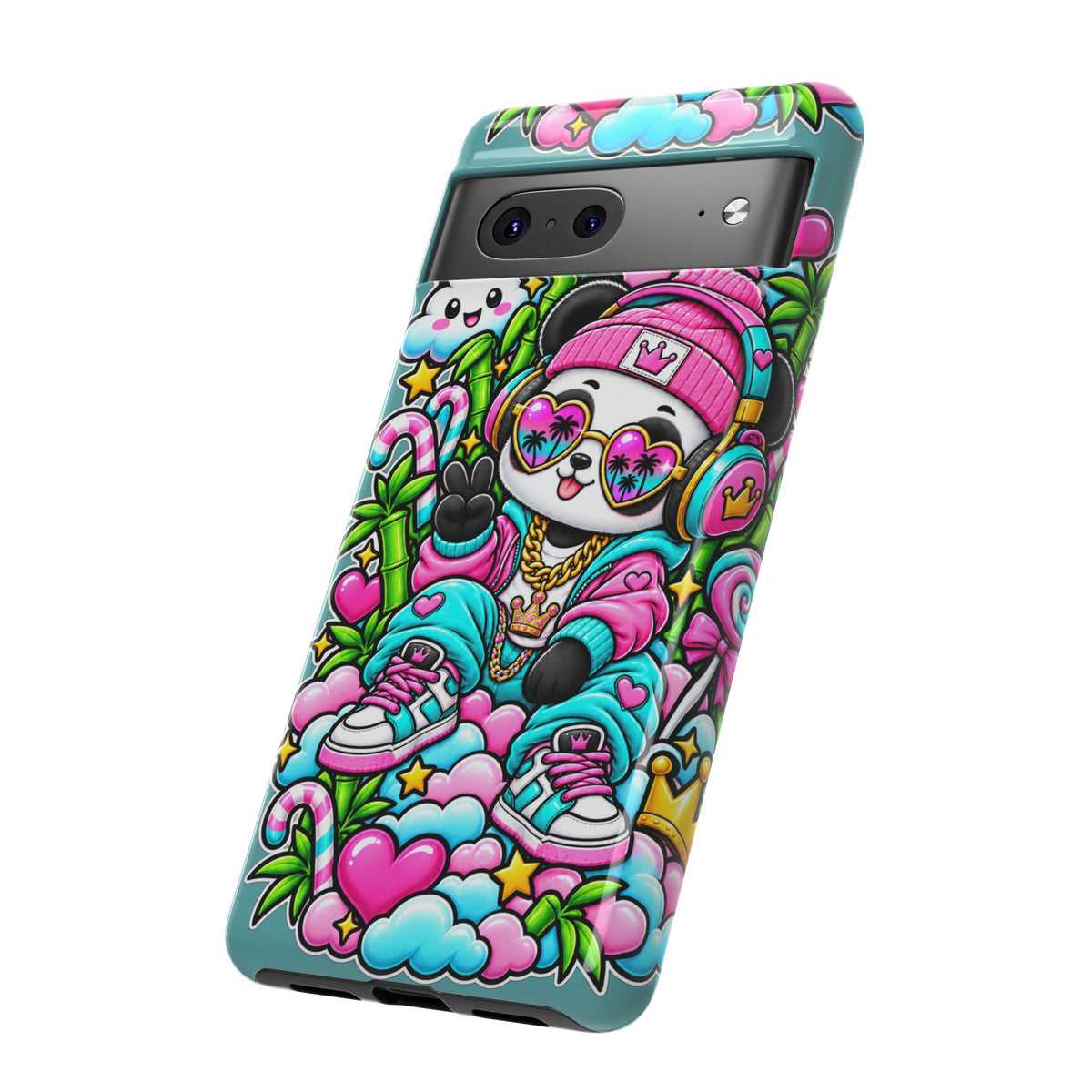 Cute Panda Phone Case Glam Panda Tropical Design
