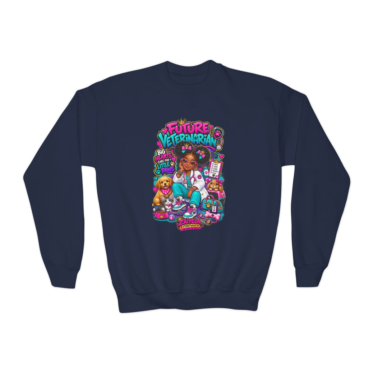 Youth Crewneck Sweatshirt Future Veterinarian Cute Veterinary Kid Graphic