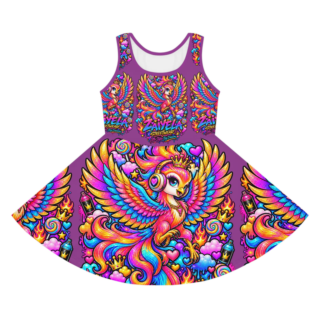 Girls Sundress — Vibrant Rainbow Phoenix Dress
