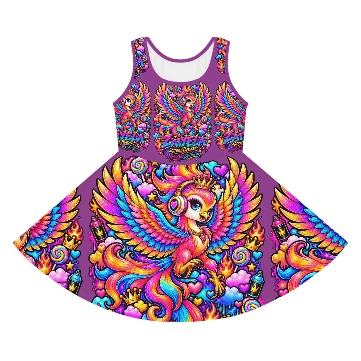 Girls Sundress — Vibrant Rainbow Phoenix Dress