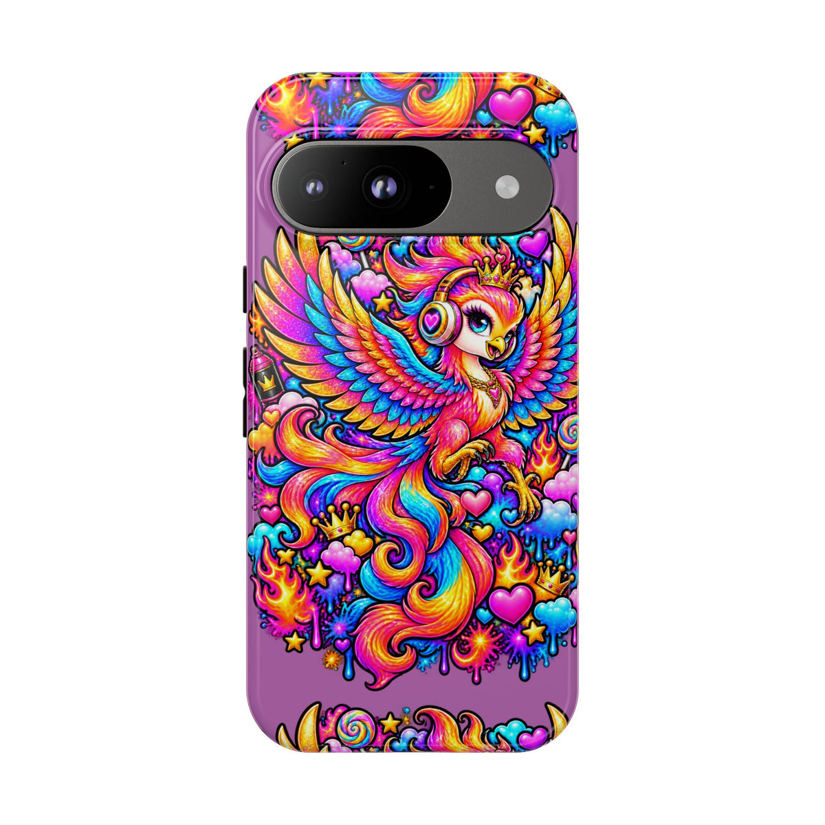 Phone Case — Vibrant Rainbow Phoenix with Headphones