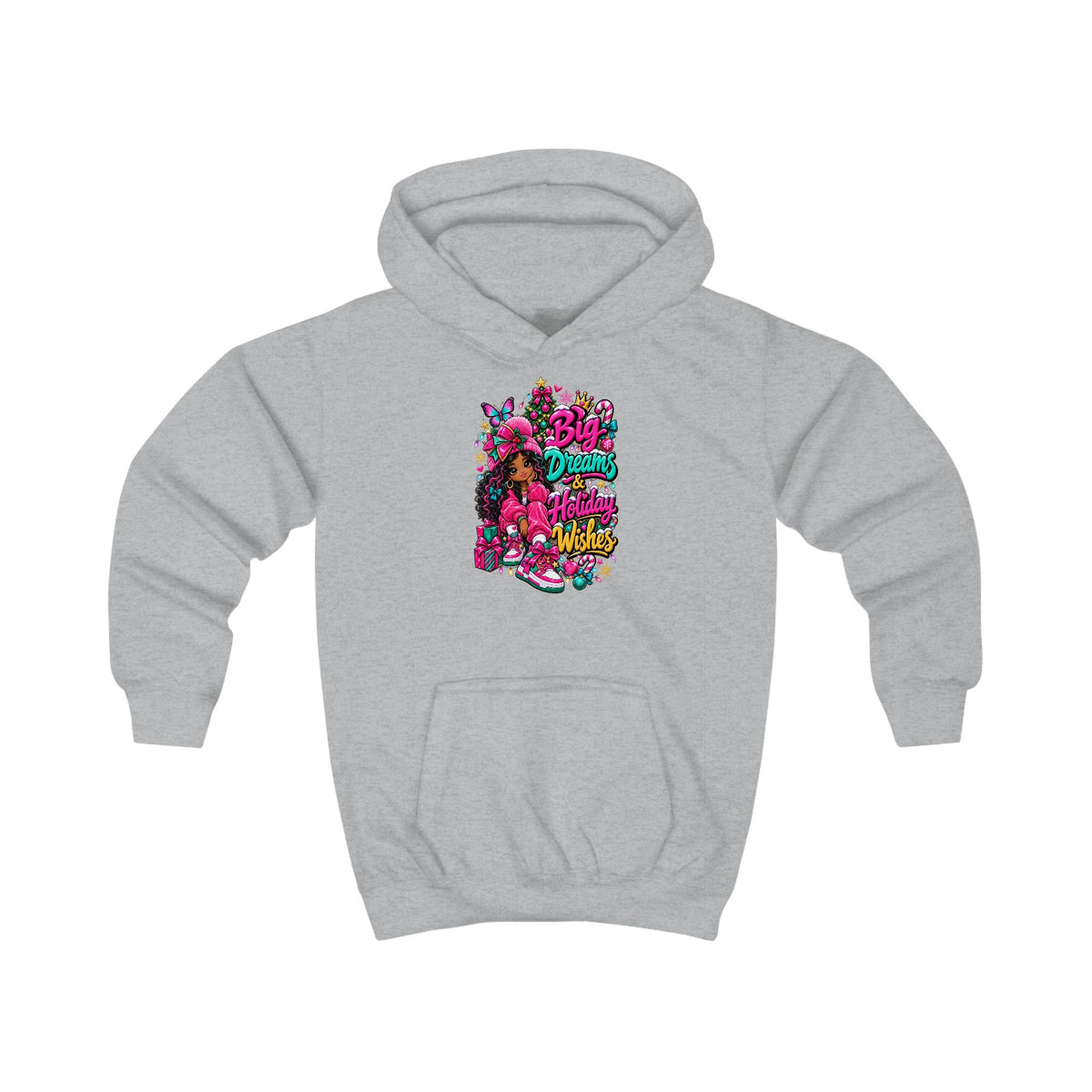 Kids Hoodie Big Dreams & Holiday Wishes Colorful Holiday Graphic Hoodie