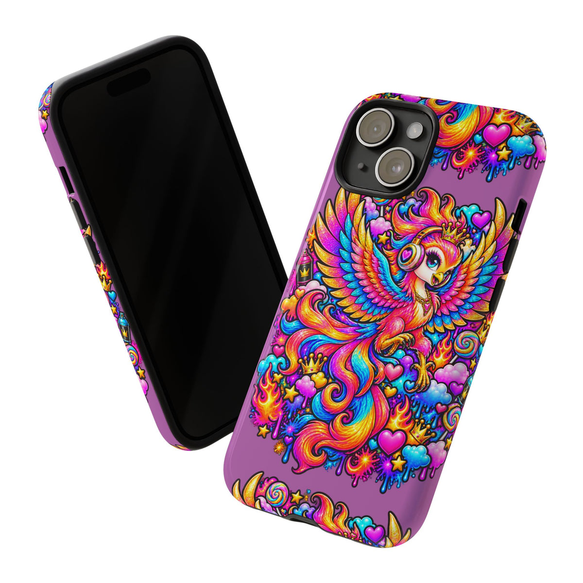 Phone Case — Vibrant Rainbow Phoenix with Headphones