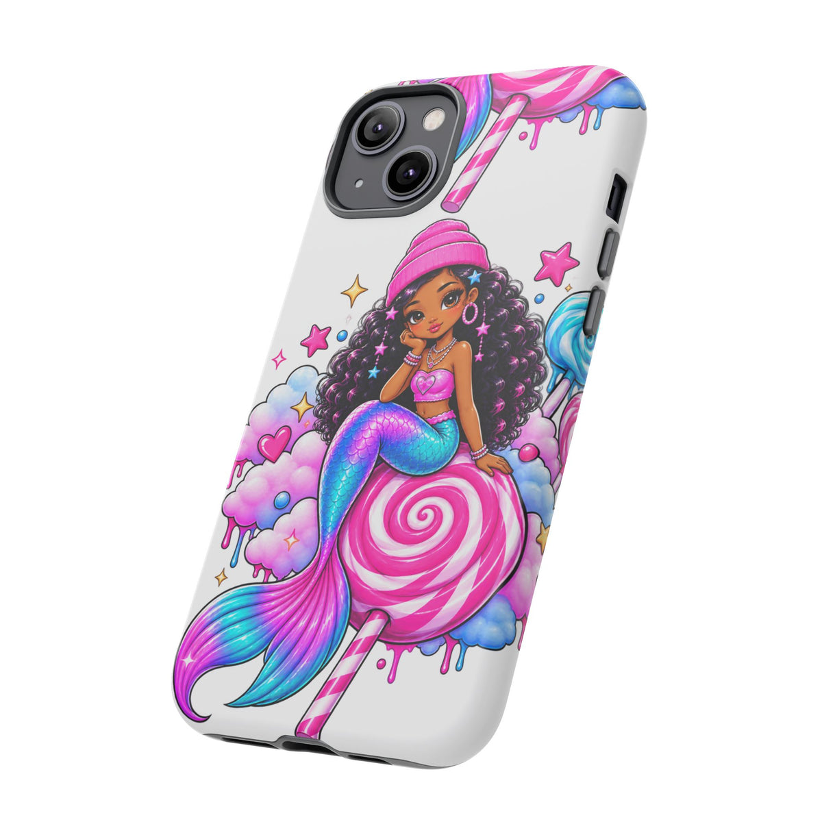 Cute Mermaid Candy Phone Case  Pink Lollipop Fantasy Tough Case