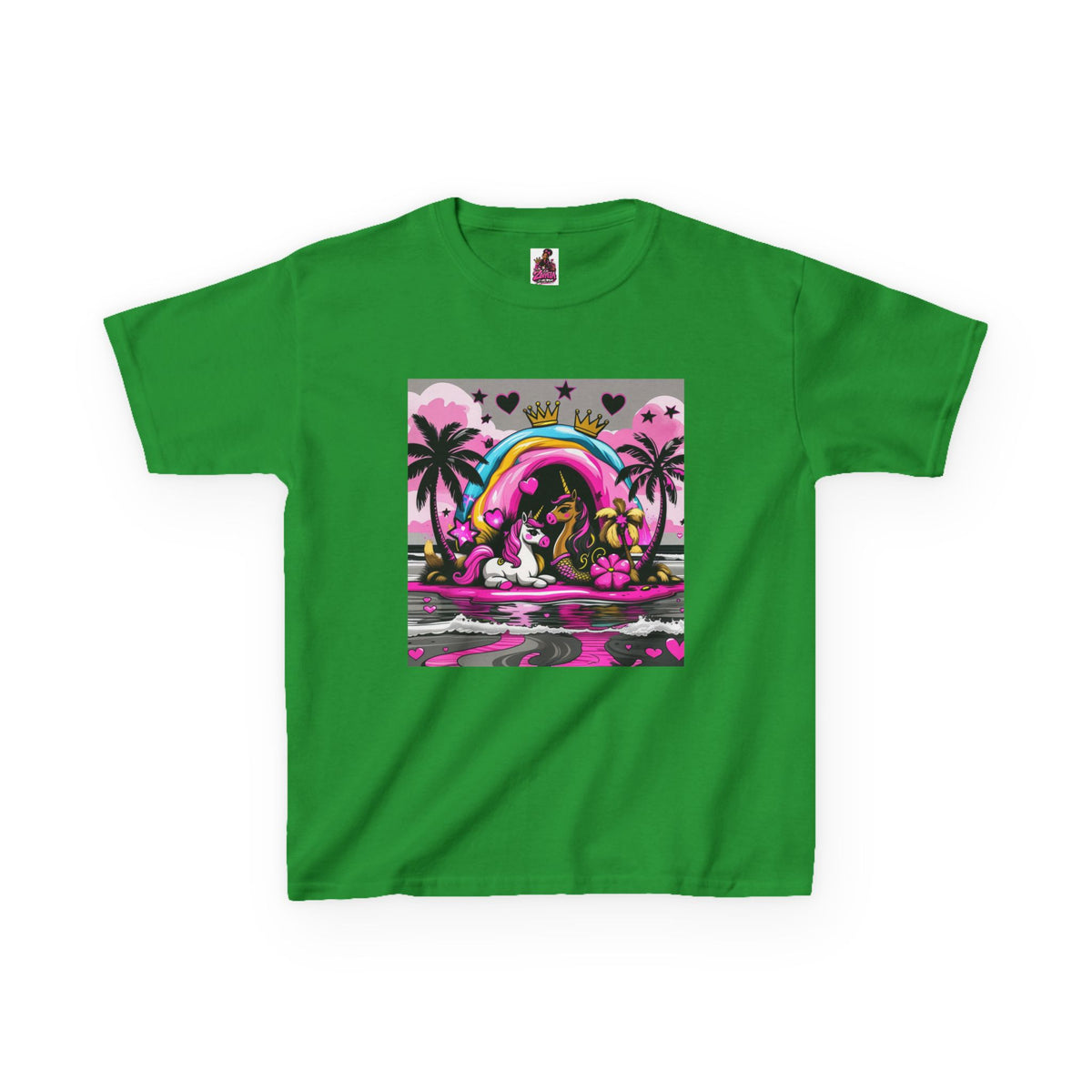 Kids Unicorn Rainbow Tee  Cute Pink Fantasy Graphic T-Shirt for Girls
