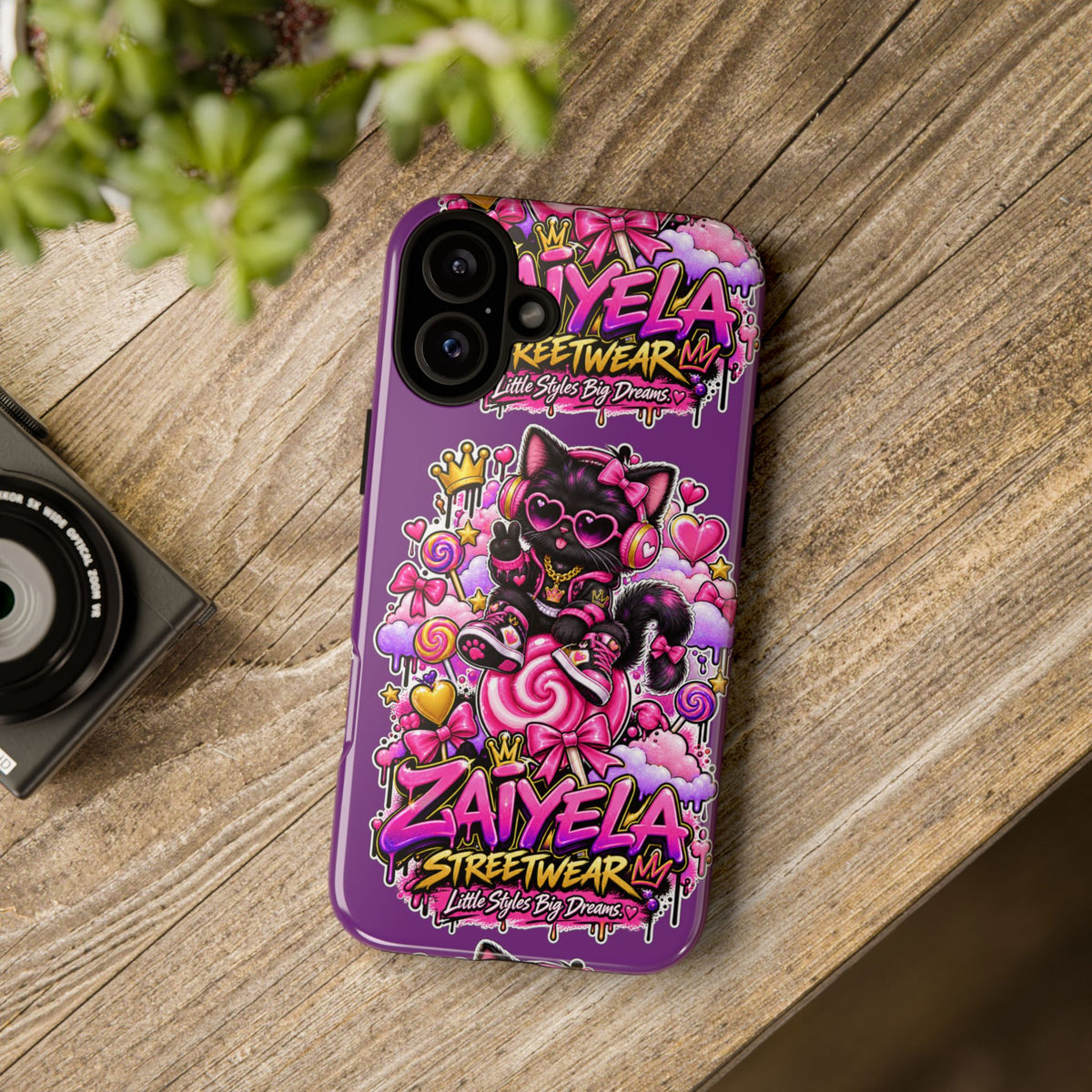 Cute Black Cat Candy Phone Case — Zaiyela Streetwear Magical Kitty