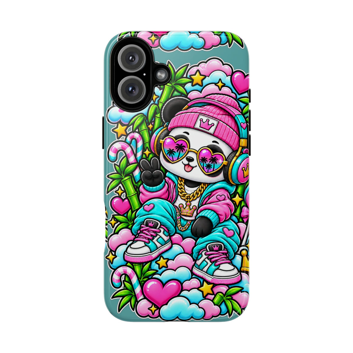 Cute Panda Phone Case Glam Panda Tropical Design