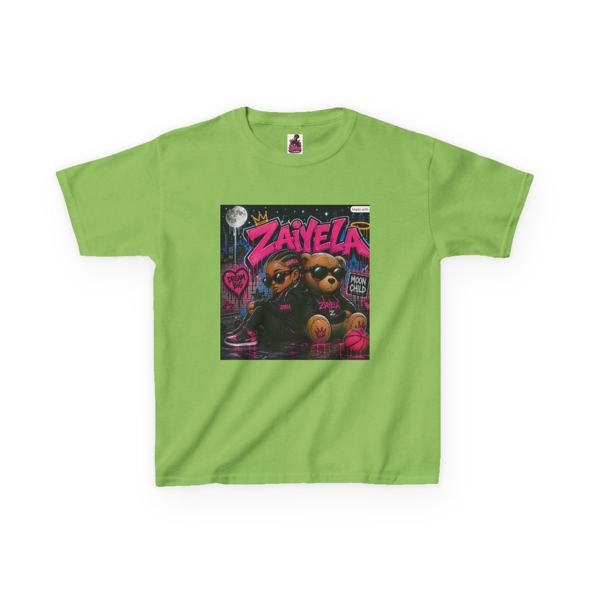 Kids Tee — "Zayiela" Cute Bear Cartoon Graphic Shirt