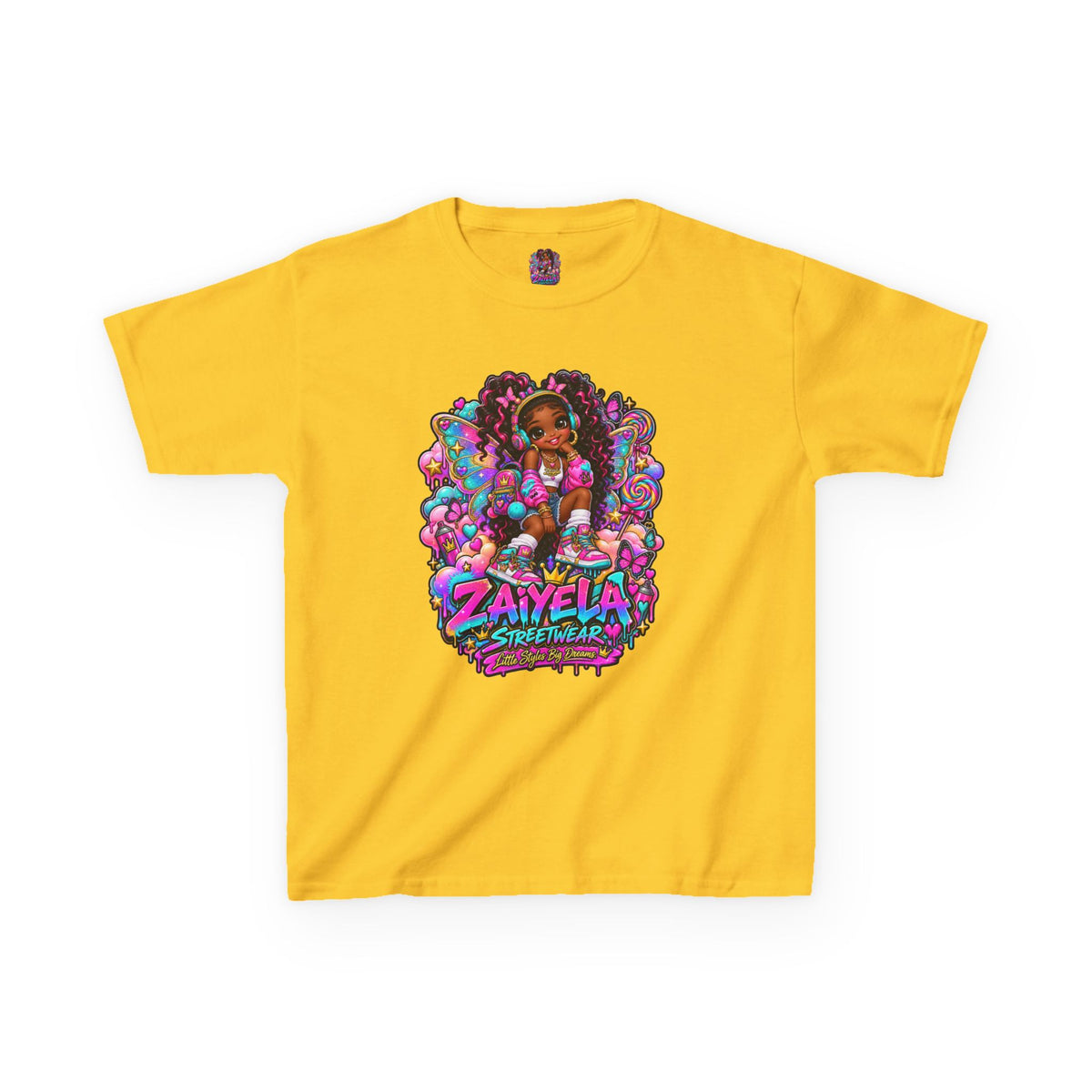 Kids T‑Shirt — Colorful Fairy Streetwear Princess Cartoon Girl Graphic Shirt for Kids
