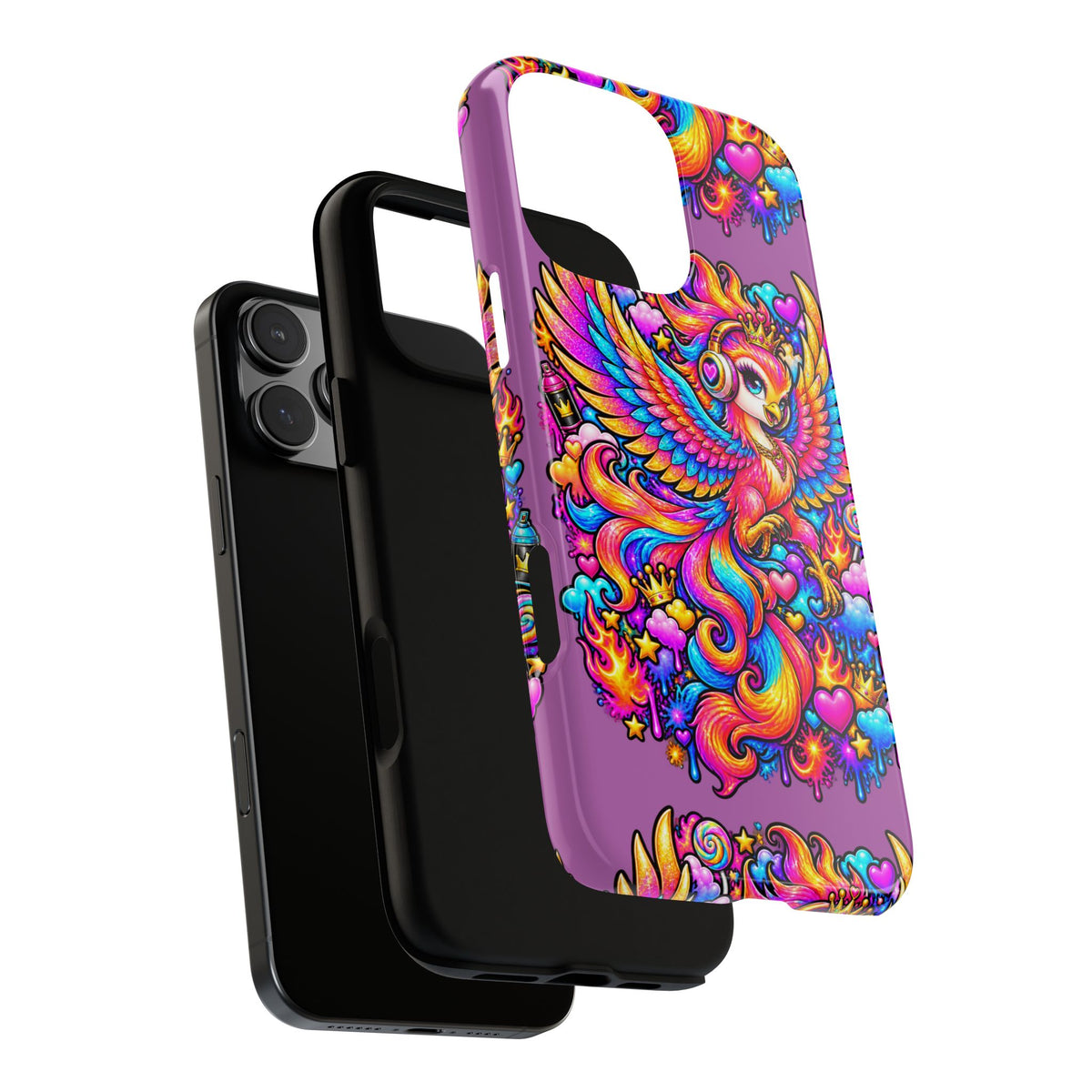 Phone Case — Vibrant Rainbow Phoenix with Headphones
