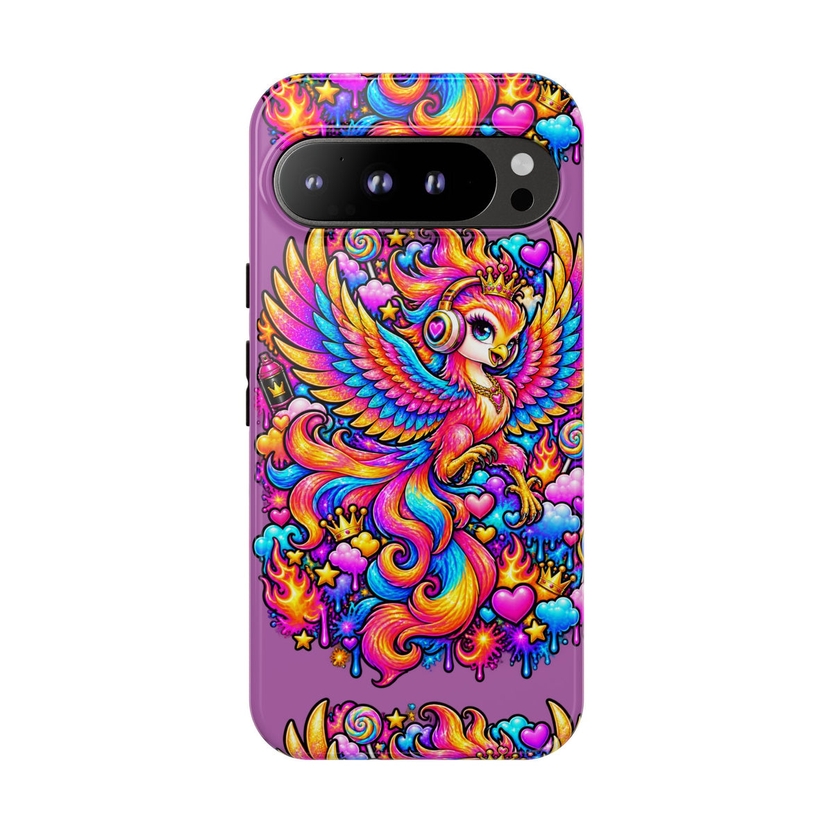 Phone Case — Vibrant Rainbow Phoenix with Headphones