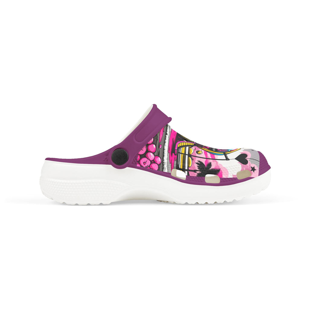 Kids Graffiti Name Clogs Personalized Zaiyela Purple EVA Foam Clogs