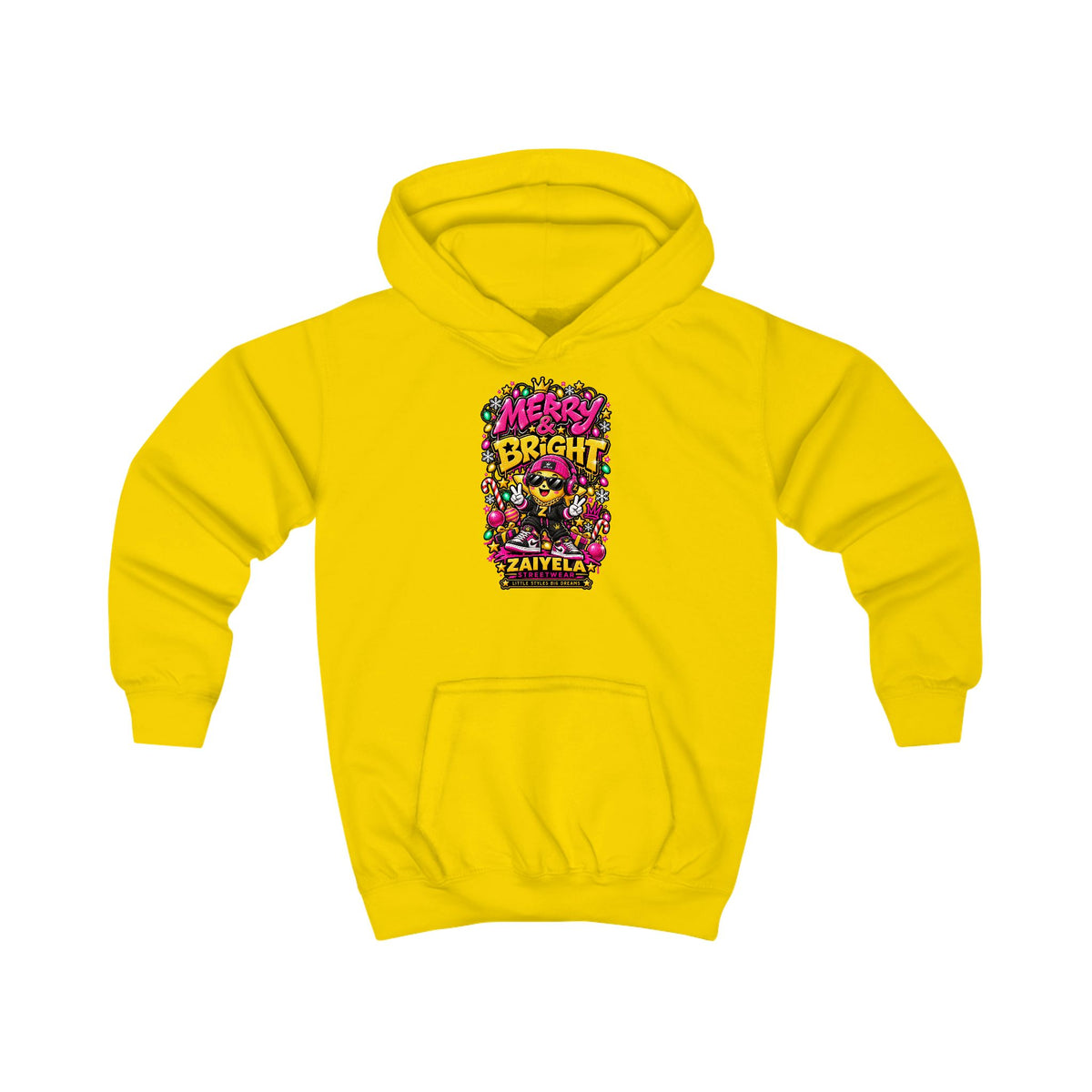 Kids Hoodie — 'Shine Bright' Colorful Holiday Graphic Hoodie