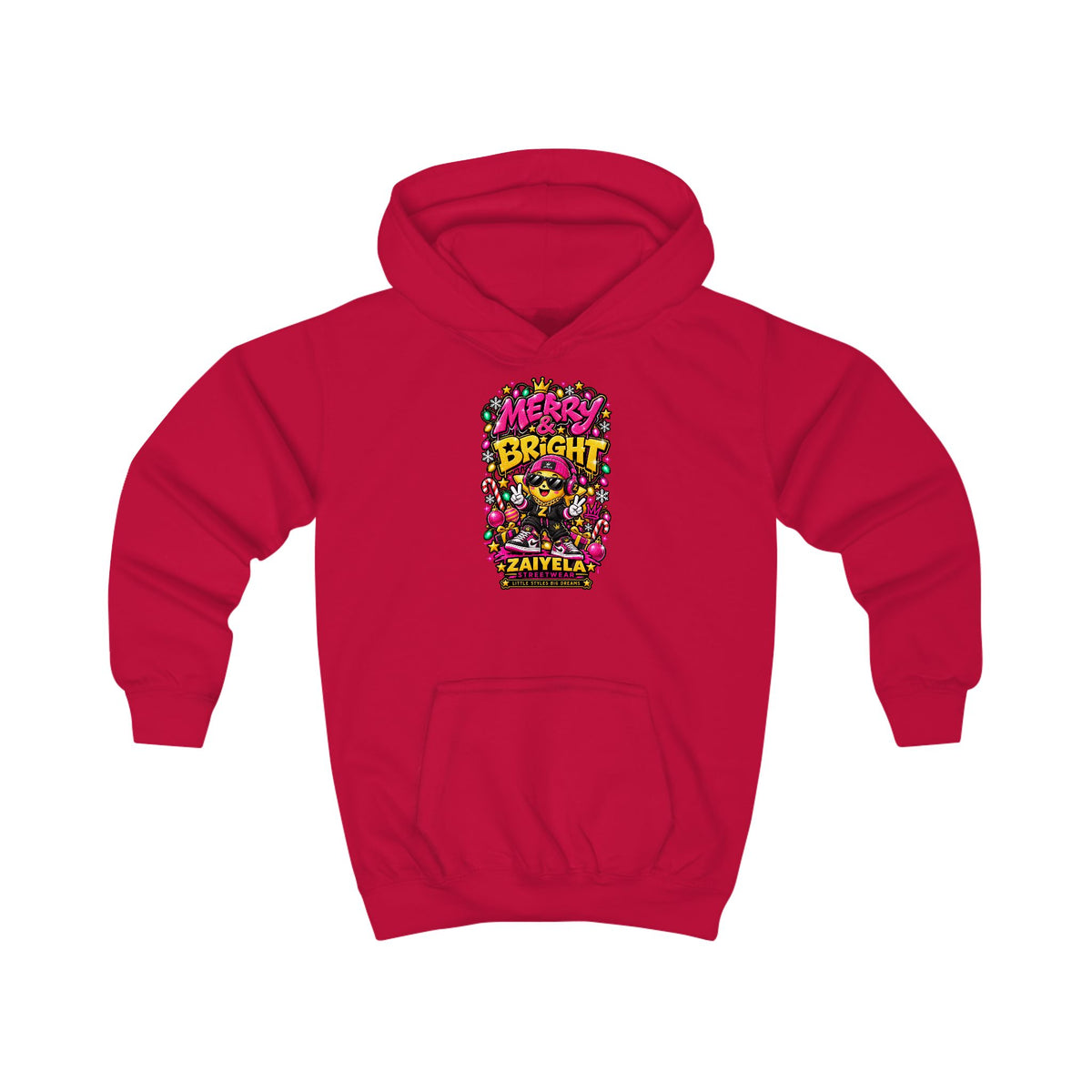 Kids Hoodie — 'Shine Bright' Colorful Holiday Graphic Hoodie