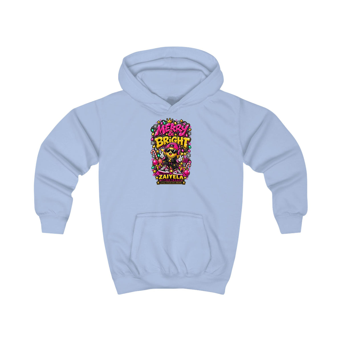 Kids Hoodie — 'Shine Bright' Colorful Holiday Graphic Hoodie