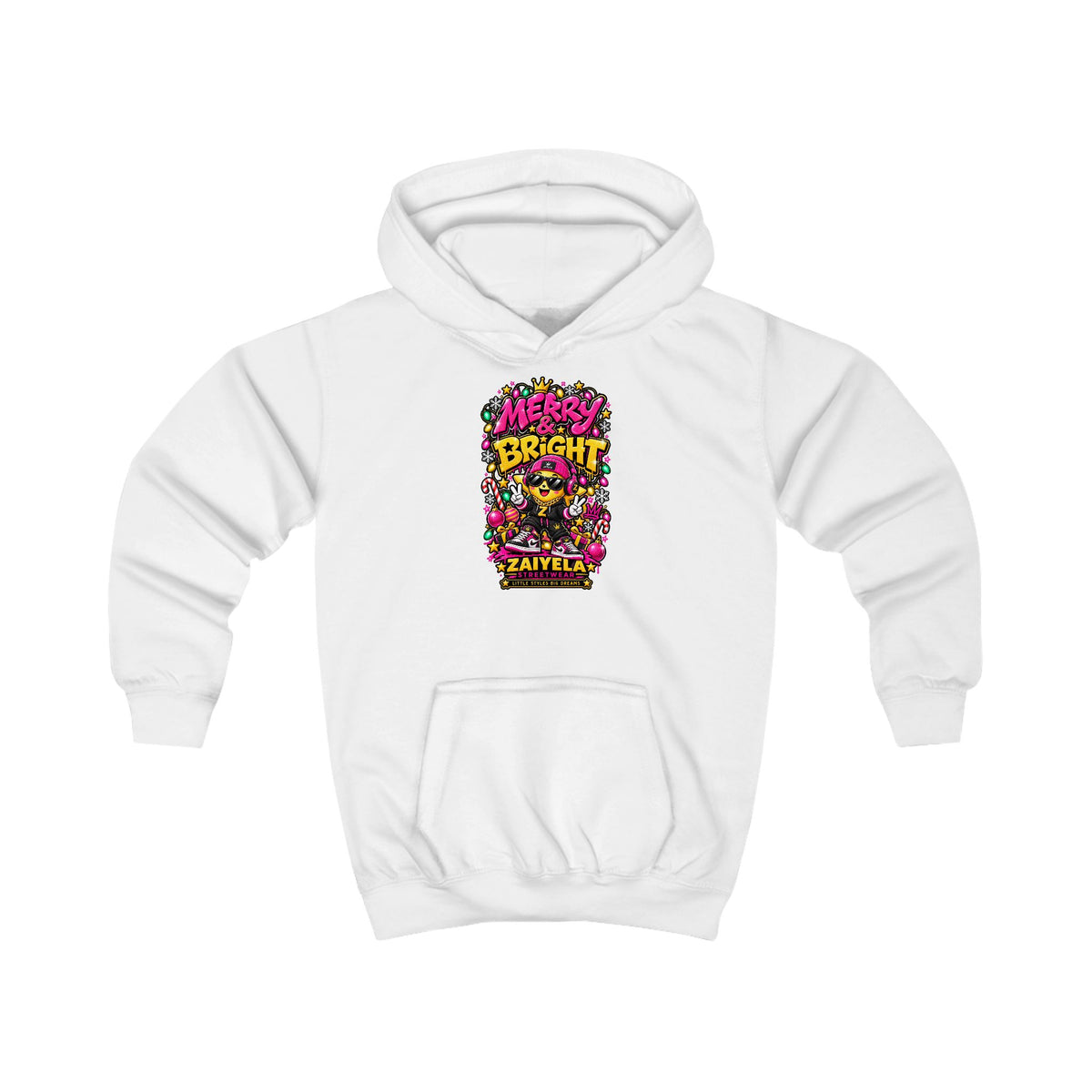 Kids Hoodie — 'Shine Bright' Colorful Holiday Graphic Hoodie