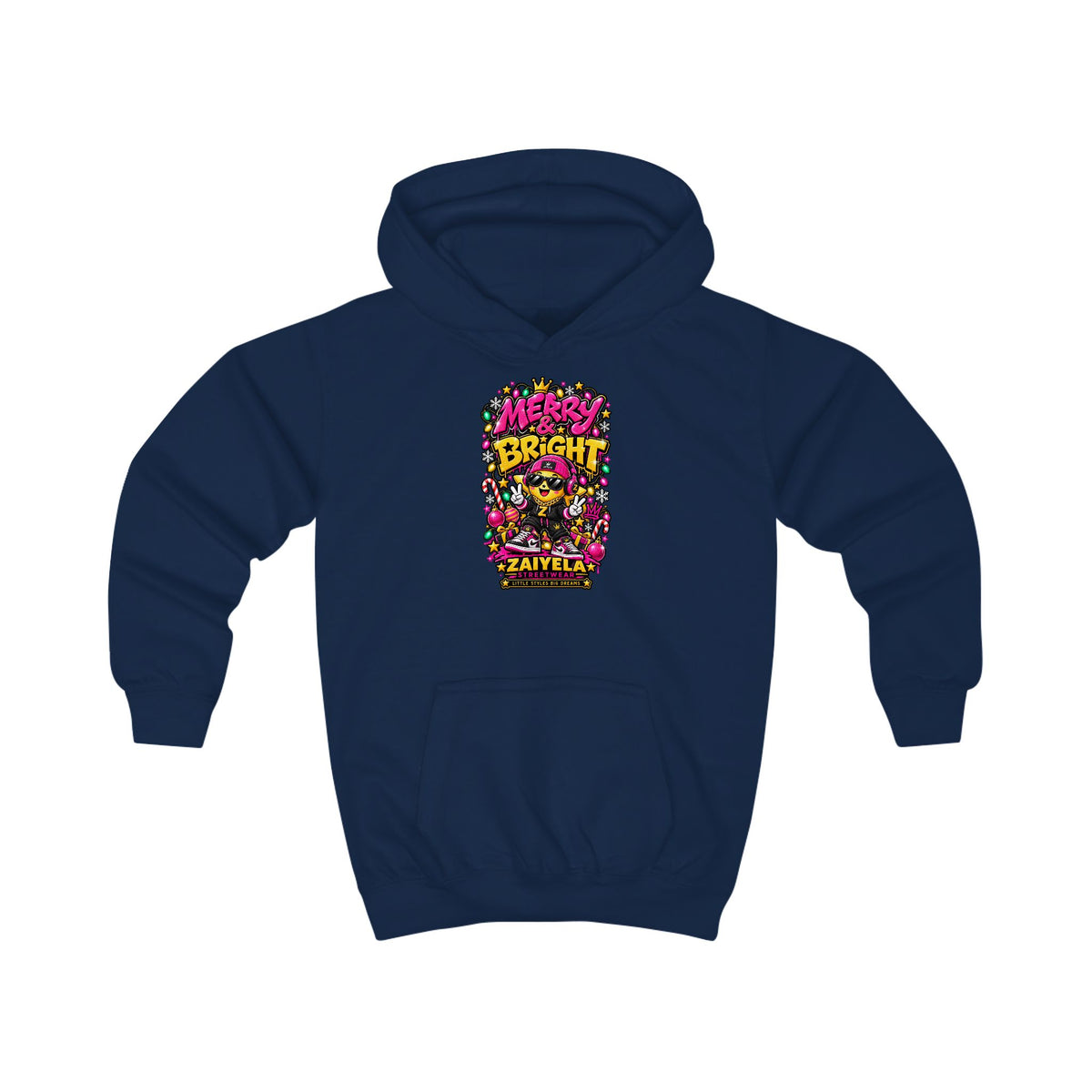 Kids Hoodie — 'Shine Bright' Colorful Holiday Graphic Hoodie