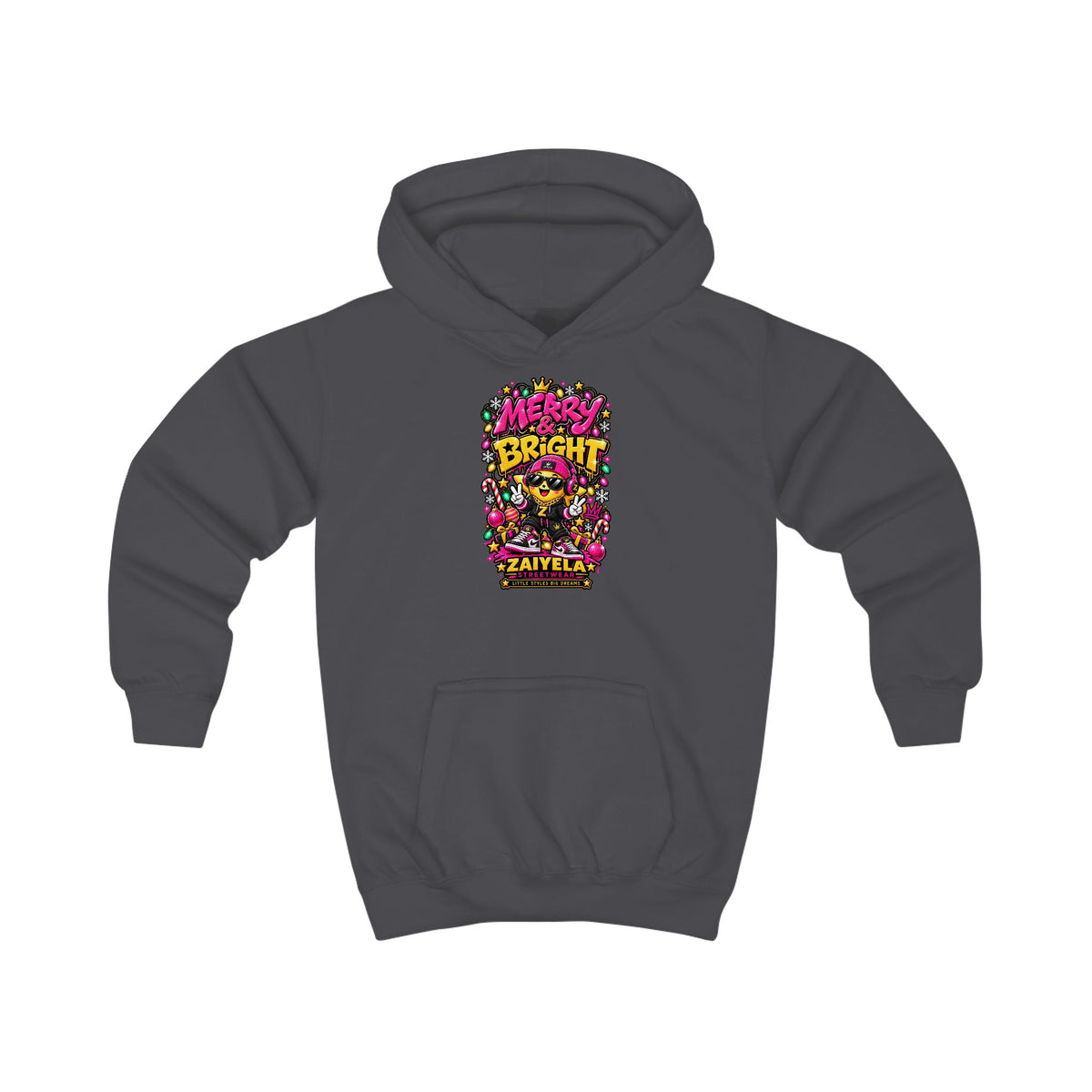 Kids Hoodie — 'Shine Bright' Colorful Holiday Graphic Hoodie