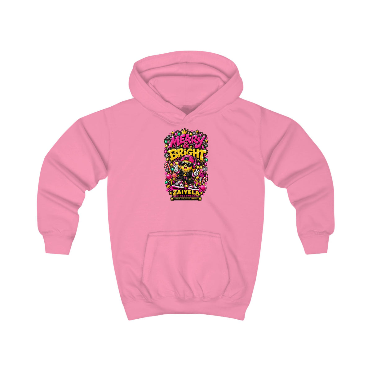 Kids Hoodie — 'Shine Bright' Colorful Holiday Graphic Hoodie