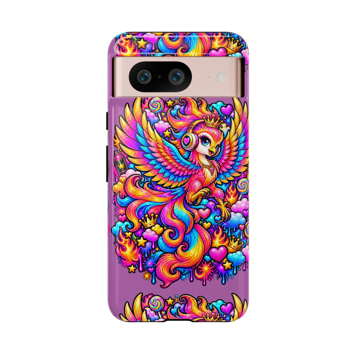 Phone Case — Vibrant Rainbow Phoenix with Headphones