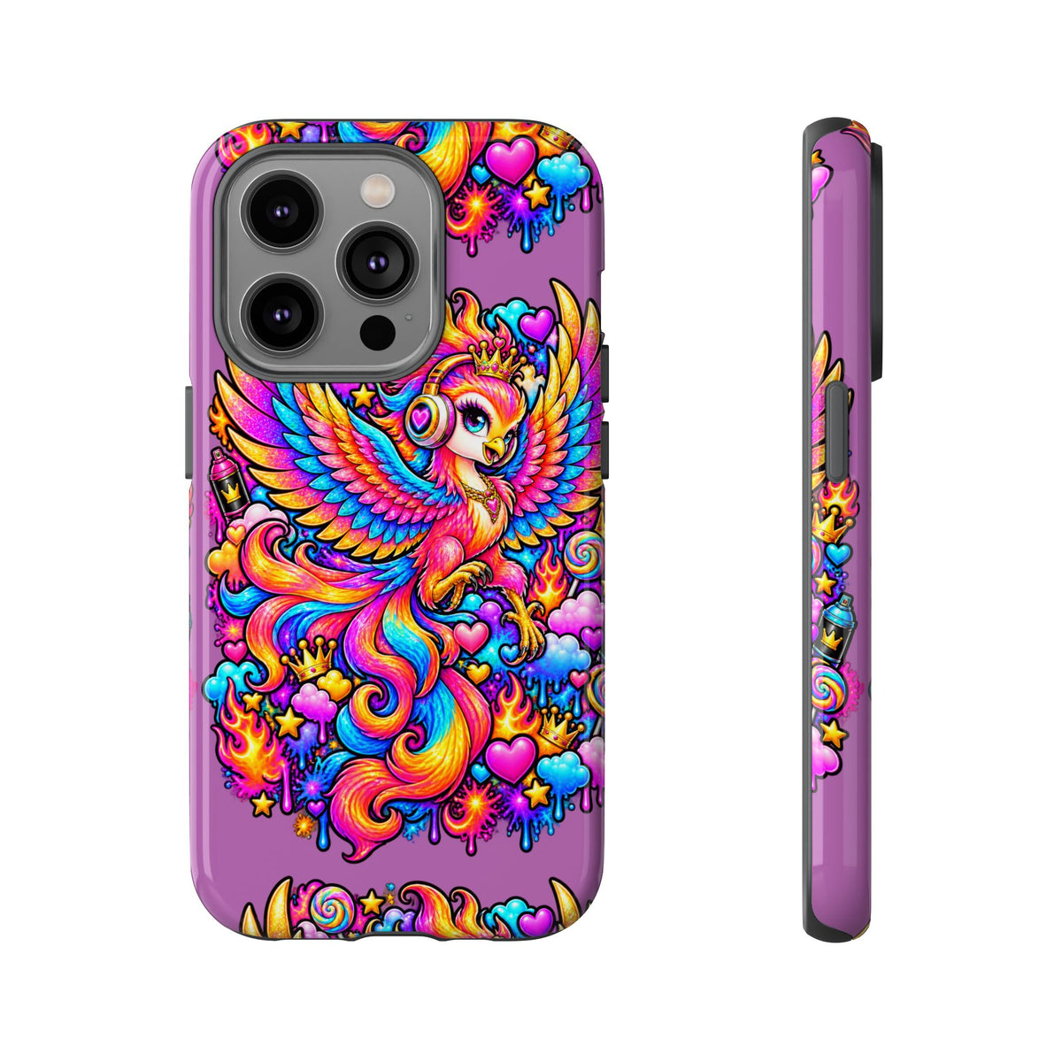 Phone Case — Vibrant Rainbow Phoenix with Headphones
