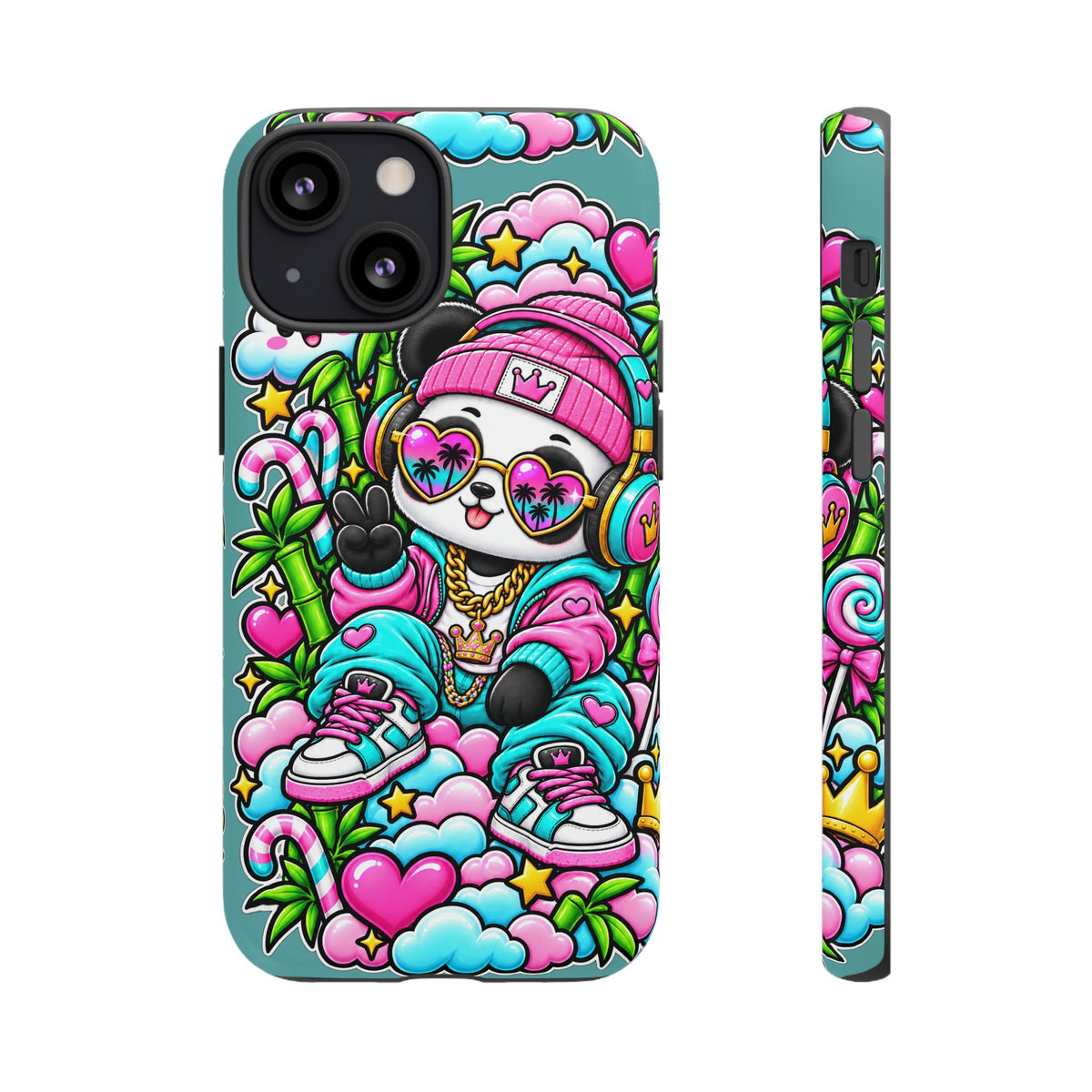 Cute Panda Phone Case Glam Panda Tropical Design