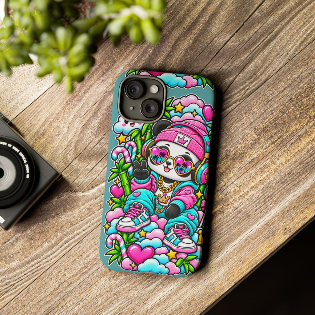 Cute Panda Phone Case Glam Panda Tropical Design