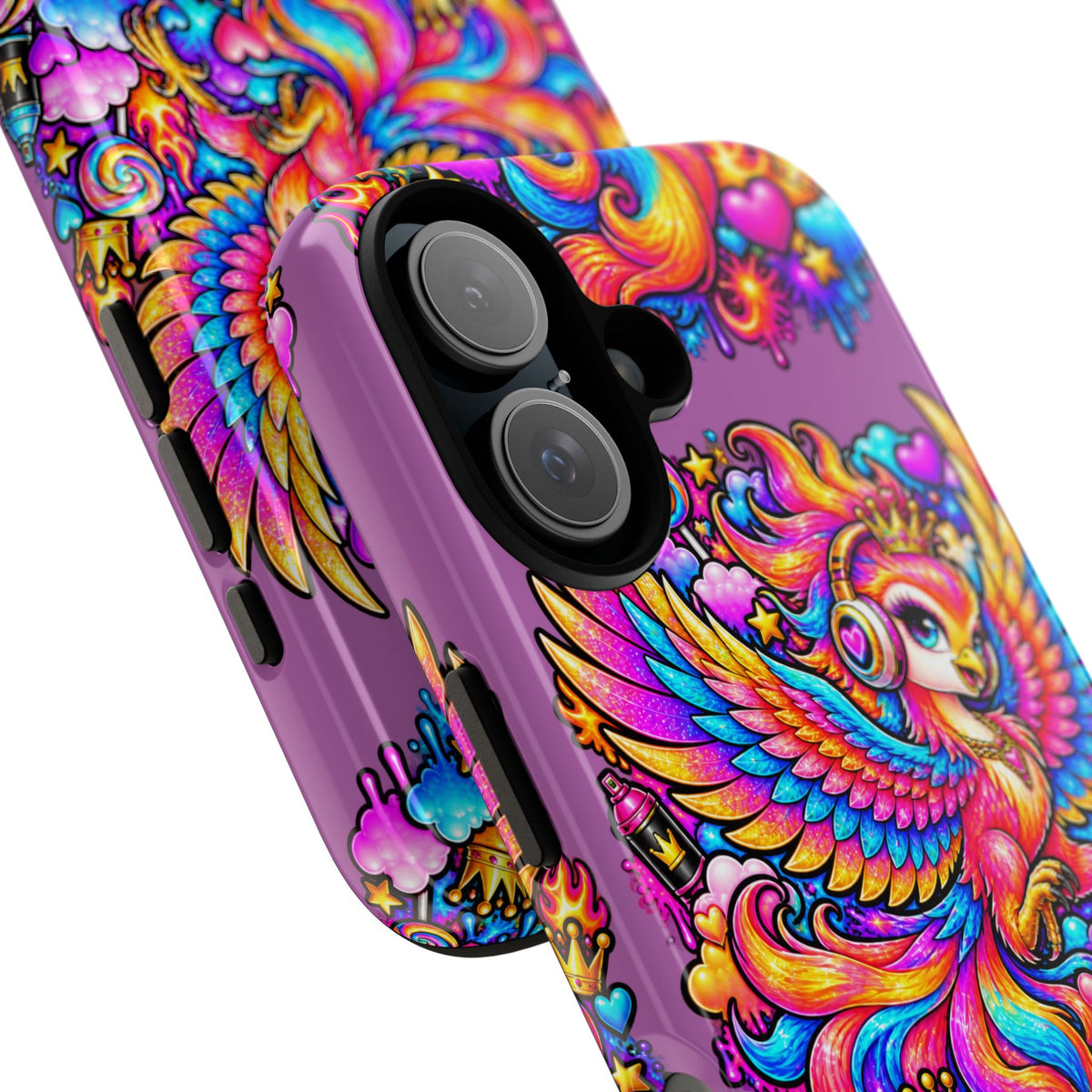 Phone Case — Vibrant Rainbow Phoenix with Headphones