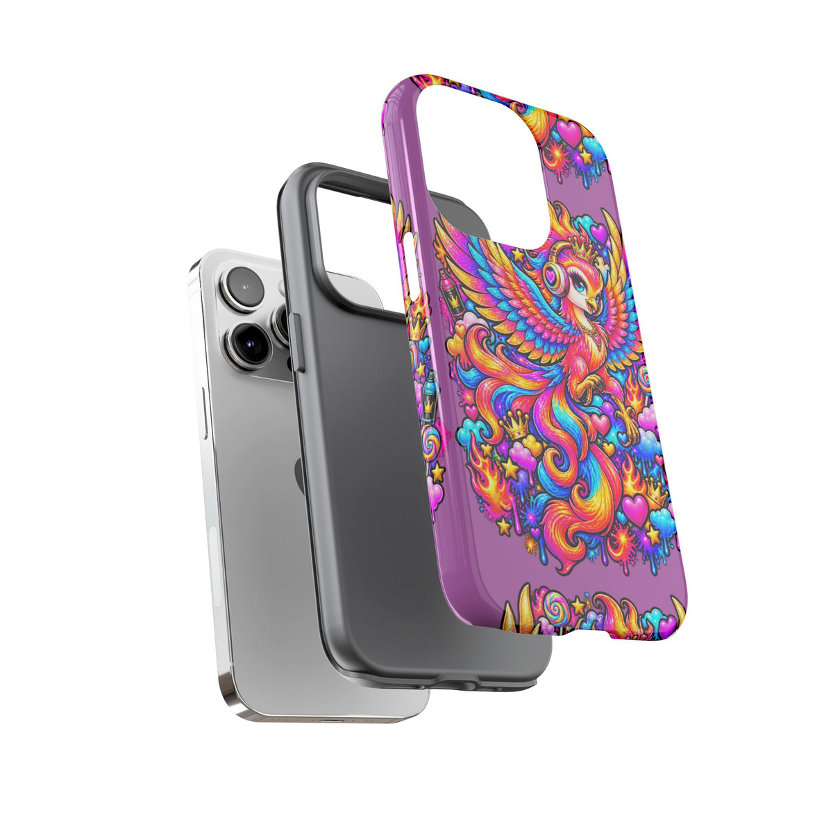 Phone Case — Vibrant Rainbow Phoenix with Headphones