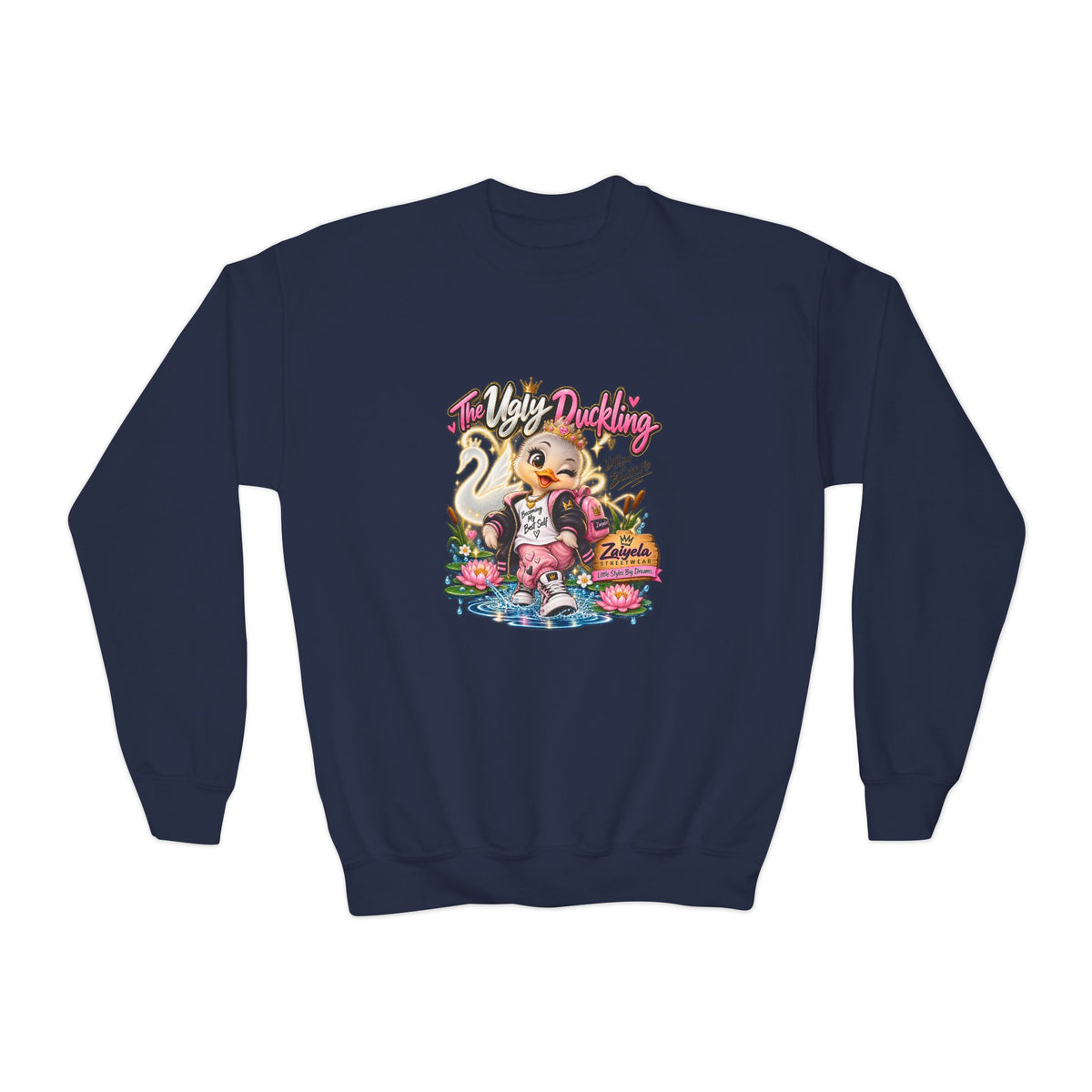 Youth Crewneck Sweatshirt Different Is Beautiful Cute Duck Graphic