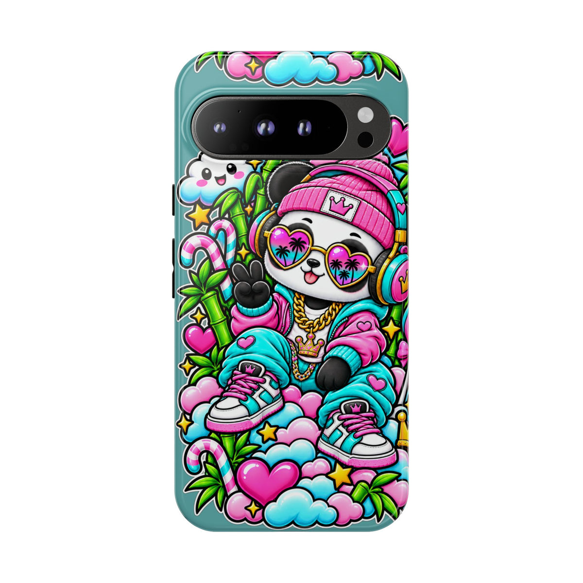 Cute Panda Phone Case Glam Panda Tropical Design