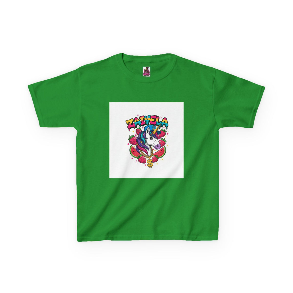Kids Unicorn Graphic Tee Colorful Zaiyela Rainbow Design