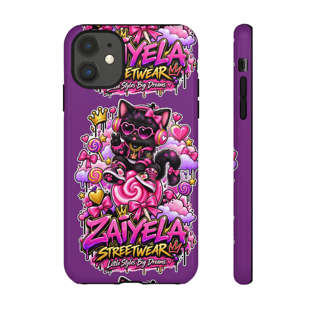 Cute Black Cat Candy Phone Case — Zaiyela Streetwear Magical Kitty