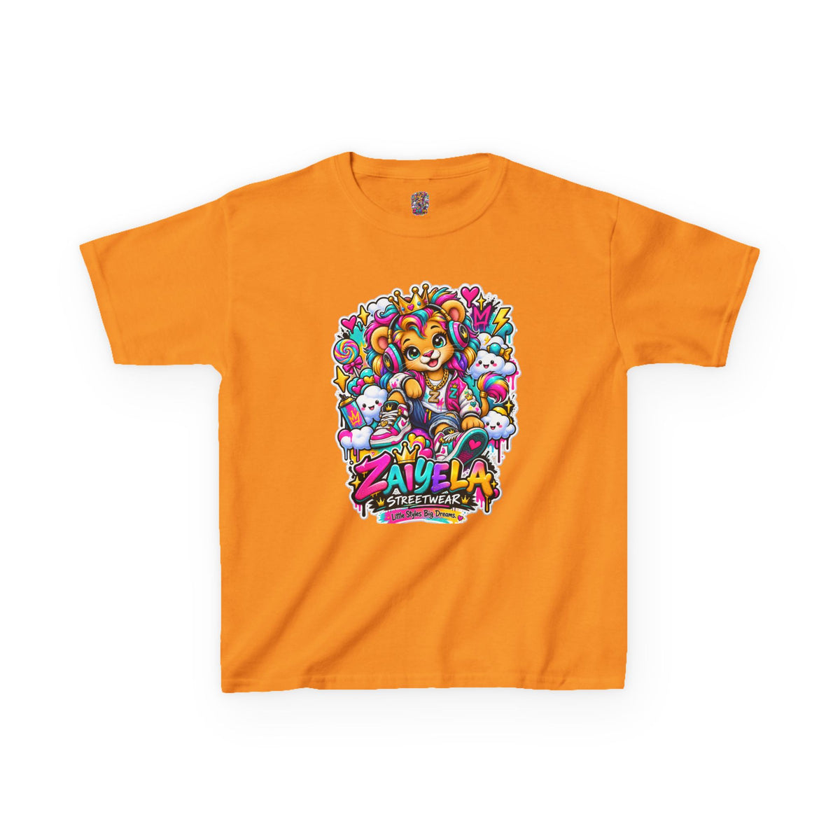 Kids Tee — Colorful Cartoon Rainbow Lion Cub Graphic