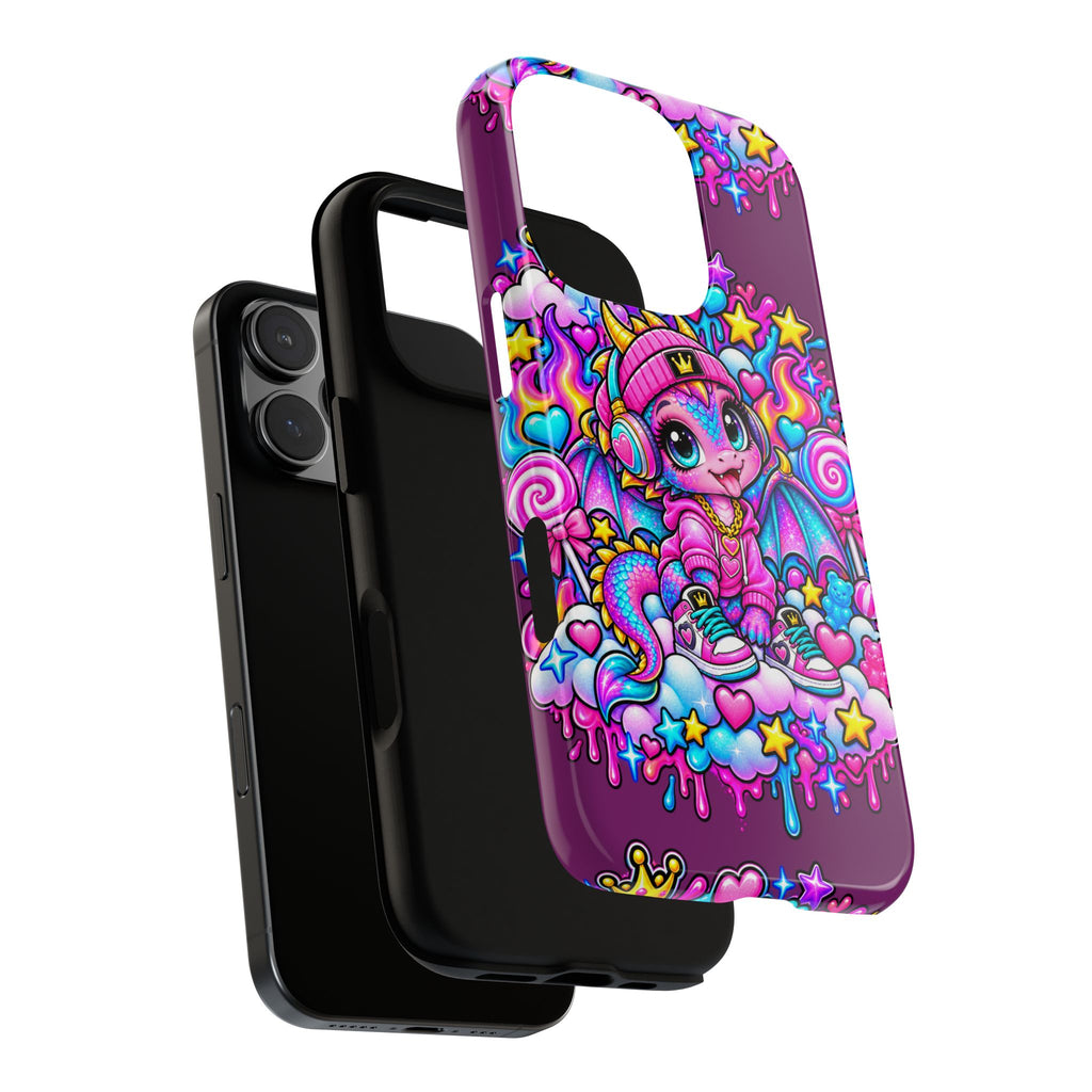 Cute Dragon Phone Case Purple Heart Crown Design